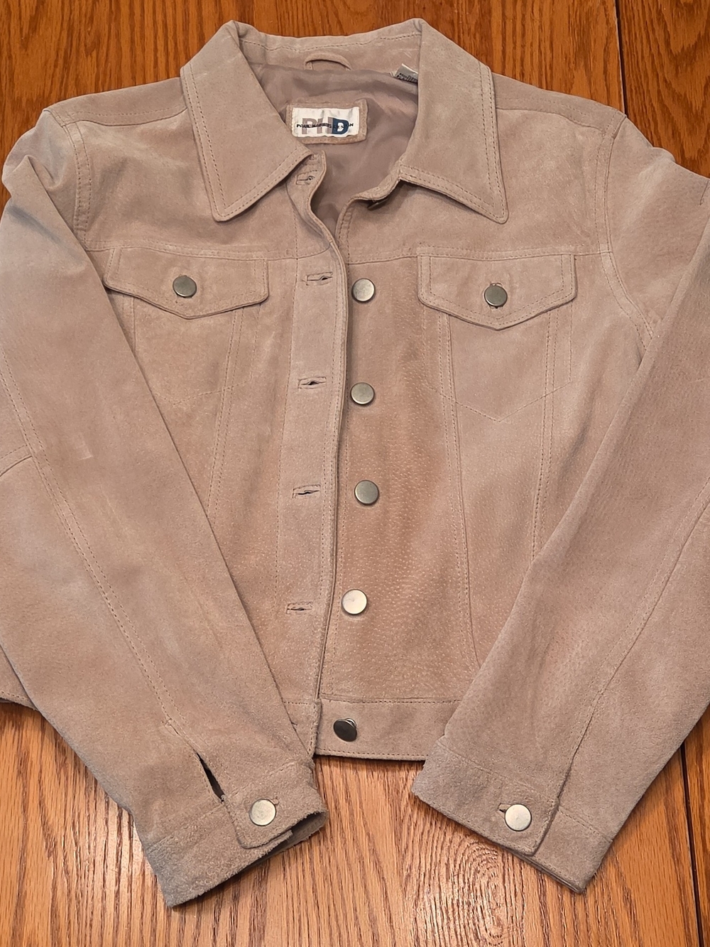 Paul Harris Design Women's Beige Leather Jacke Button Lined Pockets size M